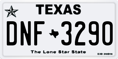 TX license plate DNF3290