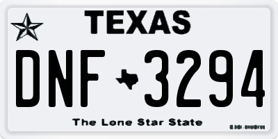TX license plate DNF3294