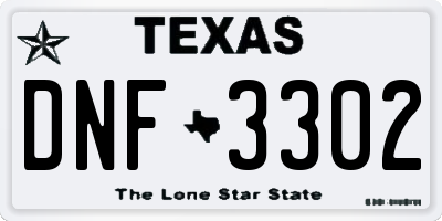 TX license plate DNF3302