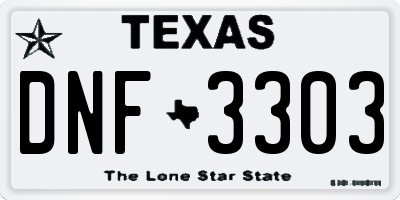 TX license plate DNF3303