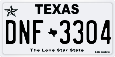 TX license plate DNF3304