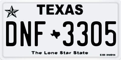 TX license plate DNF3305