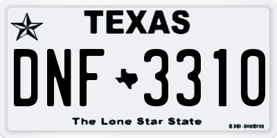 TX license plate DNF3310