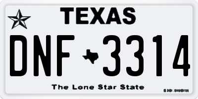TX license plate DNF3314