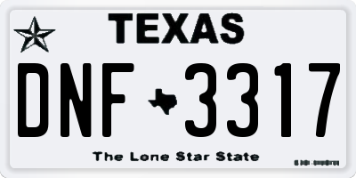 TX license plate DNF3317