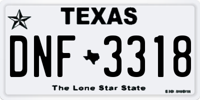 TX license plate DNF3318