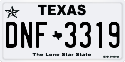 TX license plate DNF3319