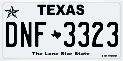 TX license plate DNF3323