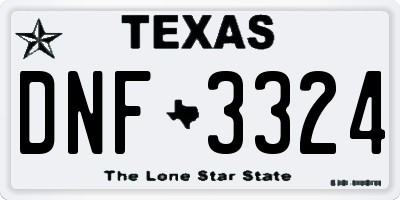 TX license plate DNF3324