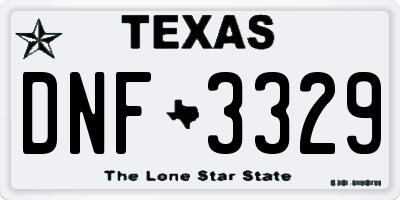 TX license plate DNF3329