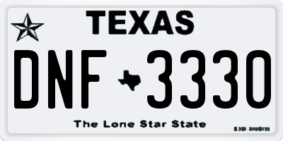 TX license plate DNF3330