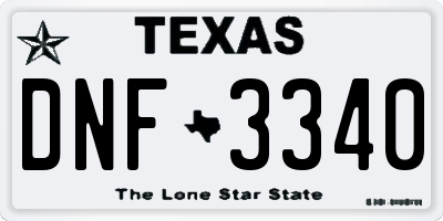 TX license plate DNF3340