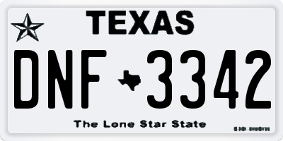 TX license plate DNF3342