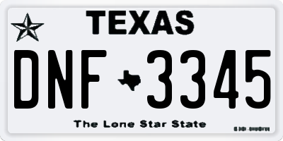 TX license plate DNF3345