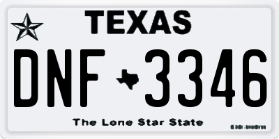 TX license plate DNF3346