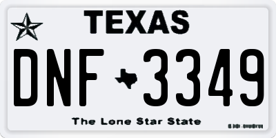 TX license plate DNF3349