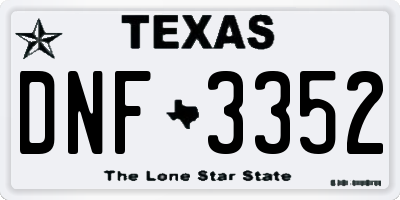 TX license plate DNF3352