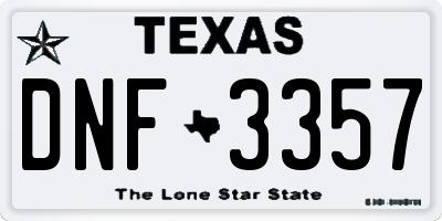 TX license plate DNF3357