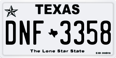 TX license plate DNF3358