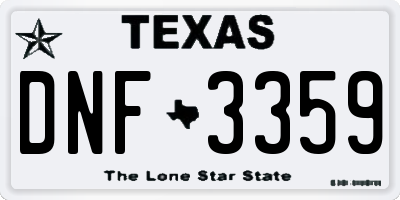 TX license plate DNF3359