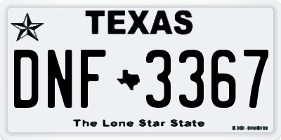 TX license plate DNF3367