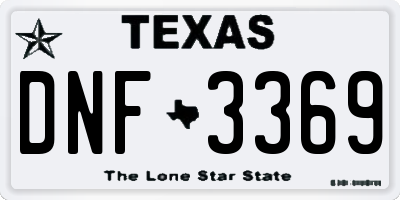 TX license plate DNF3369