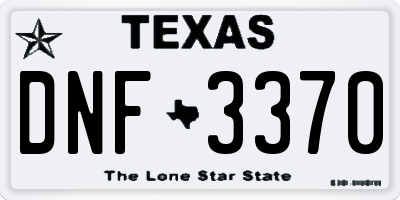 TX license plate DNF3370