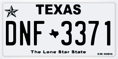 TX license plate DNF3371