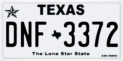 TX license plate DNF3372