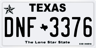 TX license plate DNF3376
