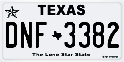 TX license plate DNF3382