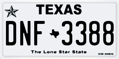 TX license plate DNF3388