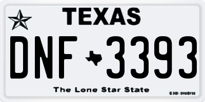 TX license plate DNF3393