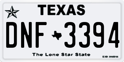 TX license plate DNF3394
