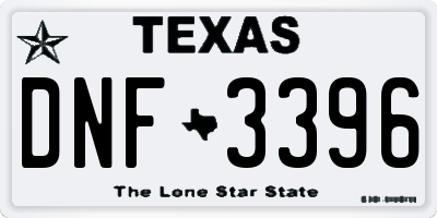 TX license plate DNF3396