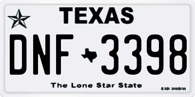 TX license plate DNF3398