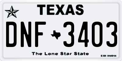 TX license plate DNF3403
