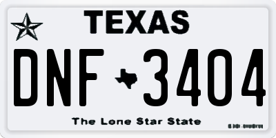 TX license plate DNF3404