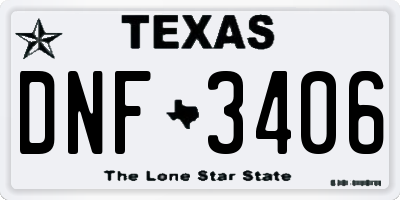 TX license plate DNF3406