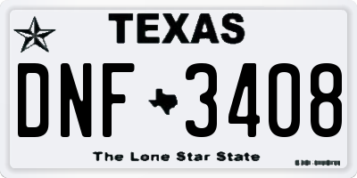 TX license plate DNF3408