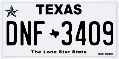 TX license plate DNF3409