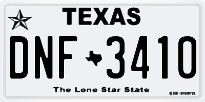 TX license plate DNF3410
