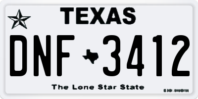 TX license plate DNF3412