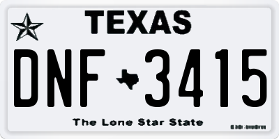 TX license plate DNF3415