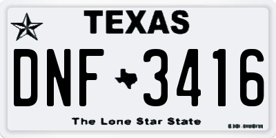 TX license plate DNF3416
