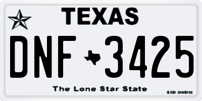 TX license plate DNF3425