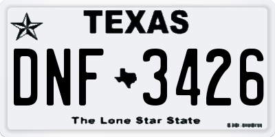 TX license plate DNF3426