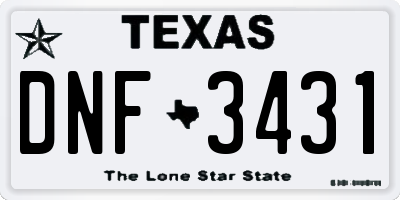TX license plate DNF3431