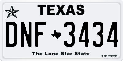 TX license plate DNF3434