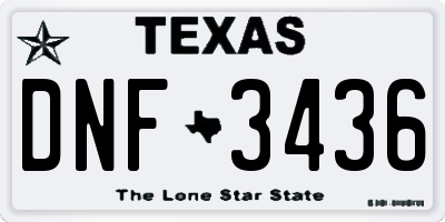 TX license plate DNF3436
